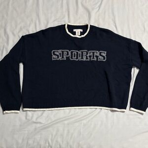 Sincerely Jules Navy Sweater with White Accents